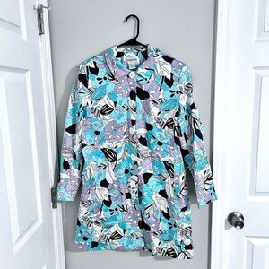 ✨20% Off Sale✨Chadwick’s Vintage Blue Floral Paisley Long Button Blazer